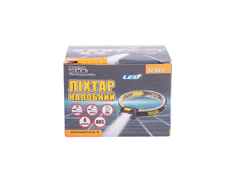 Ліхтар налобний MASTERTOOL 4 режими 59х41х32 мм WHITE LED+2xRED LED 3xAAA ABS 94-0812 Рівне - фото 2