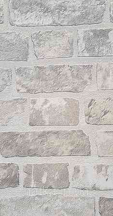 Шпалери вінілові на флізеліні AdaWall Roka 1.06х10 під цеглу структурні сірі бежеві сріблясті 23104-2 Київ