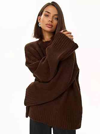 Женский базовый оверсайз свитер машинная вязка Шоколад Одесса