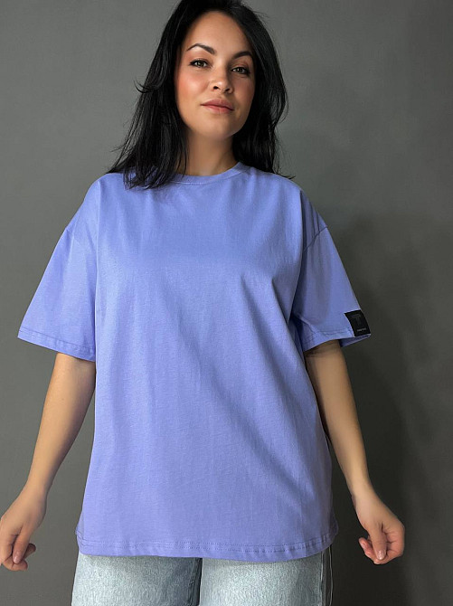 Футболка женская A-N 26075 оверсайз базовая с нашивкой, сиреневый, one size Киев - изображение 4