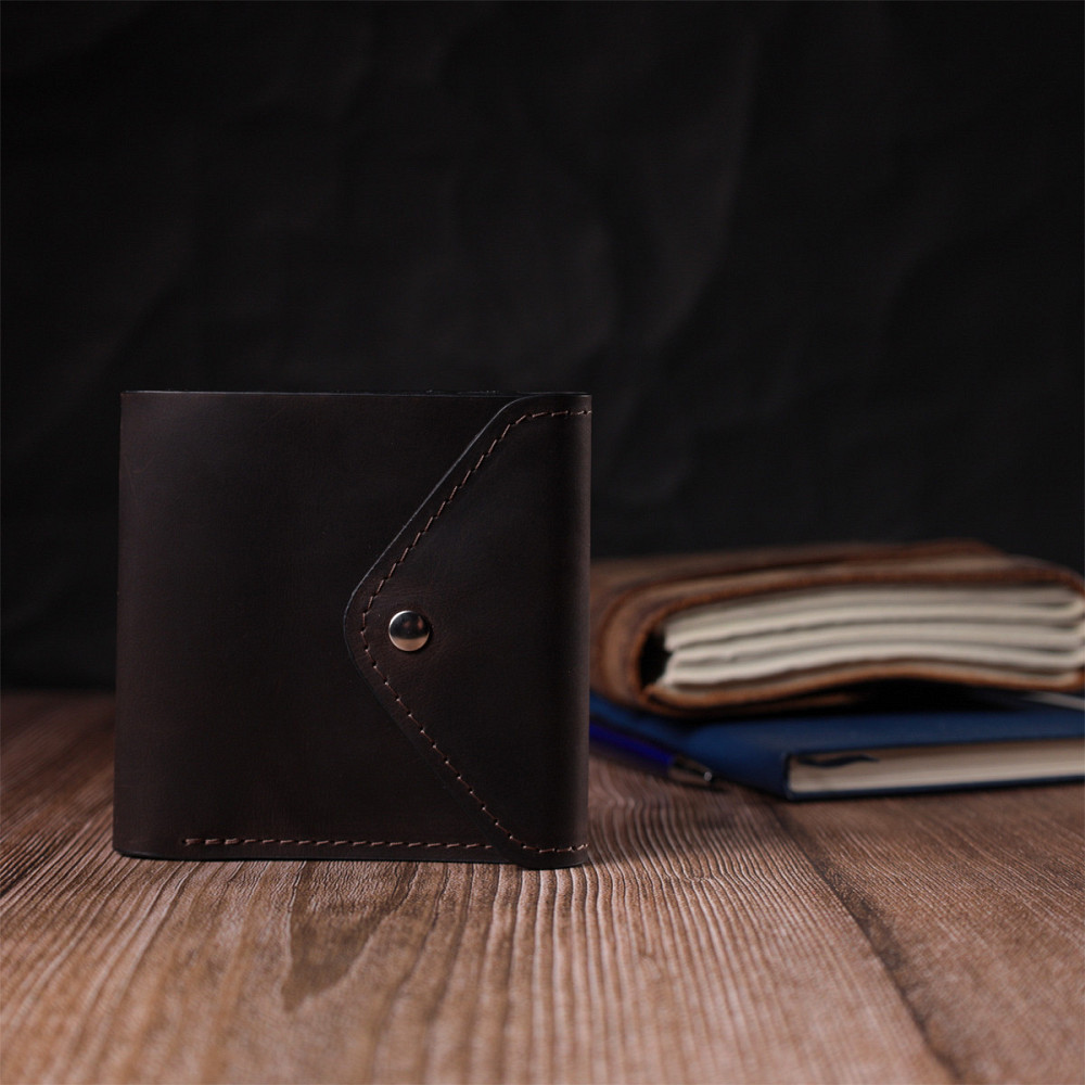 Кошелек для мужчин из матовой натуральной кожи Коричневый (GRANDE PELLE) Киев - изображение 2