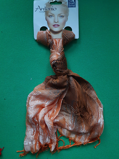 Шарф оранжевый женский - размер шарфа приблизительно 160*60см, 100% полиэстер Киев - изображение 2