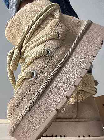 Угги женские Hengji 52-3 замшевые сноубутсы с мехом тедди на высокой подошве бежевые, 41, 26 см Киев