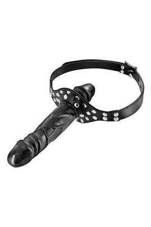 Кляп с двойным фаллоимитатором Fetish Tentation Double Penis Gag Black Sex Aura Киев