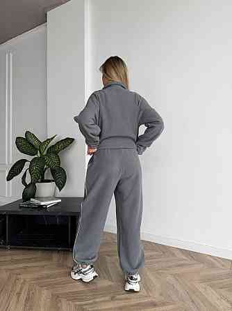 Женский теплый прогулочный костюм двойка: кофта и штаны турецкий флис Графит, 46/48 Одесса