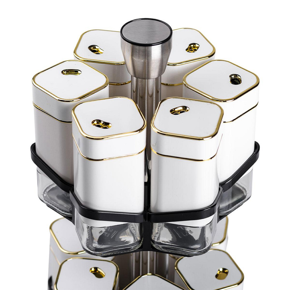 Набір для спецій на підставці 12 шт. 120 мл карусель для спецій Білий HP-1315 Київ - фото 6