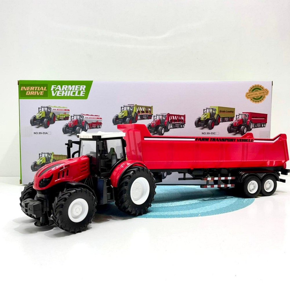 Трактор інерційний з причепом масштаб 1:14 гумові колеса світло звук Червоний (99-55D)) Чернигов - изображение 2