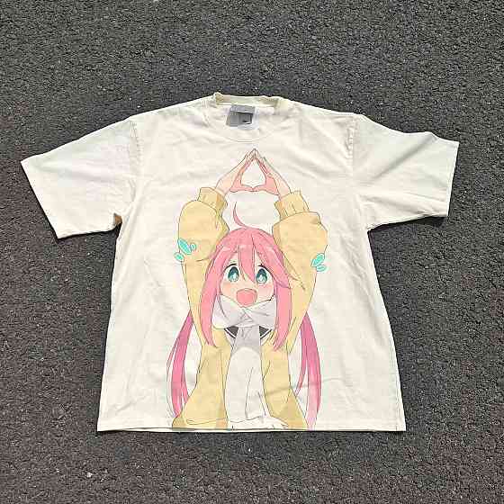 Футболка чоловіча з принтом аніме Аніме Лаід Бакк Камп оверсайз (S/M/L) Черний Дніпро