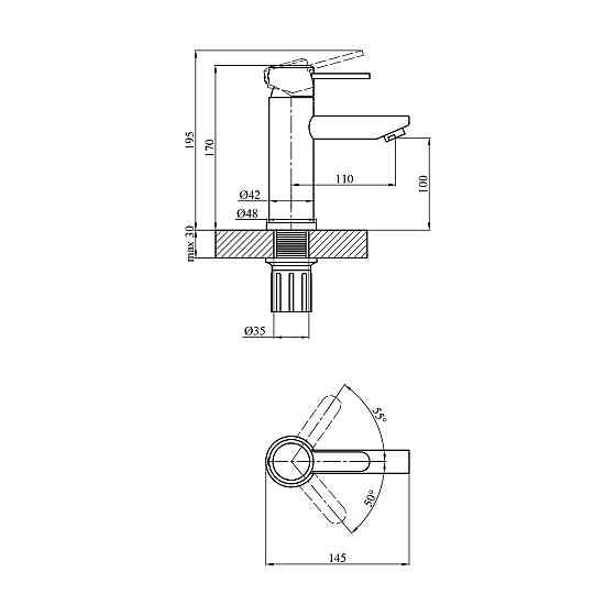 Смеситель для раковины Agua Elposo - INOX010 Киев
