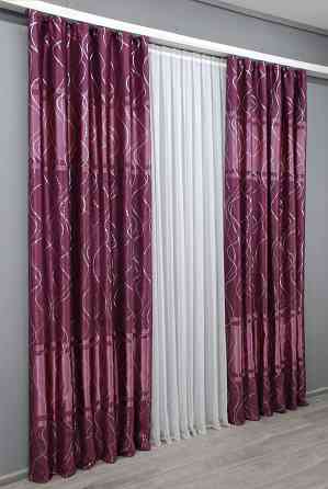 Комплект готовых штор VR-Textil Софт Лиана № 459ш Малиновый 150х270 см 2 шт (30-199) Киев