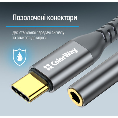 Переходник USB-C to 3.5mm F 0.14m gray ColorWay (CW-AD-CJ) Винница - изображение 7