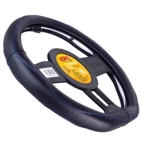 Чохол на кермо VLOD-LF2161 BK R/BL M чорний шкіряний з одним швом flat Харків