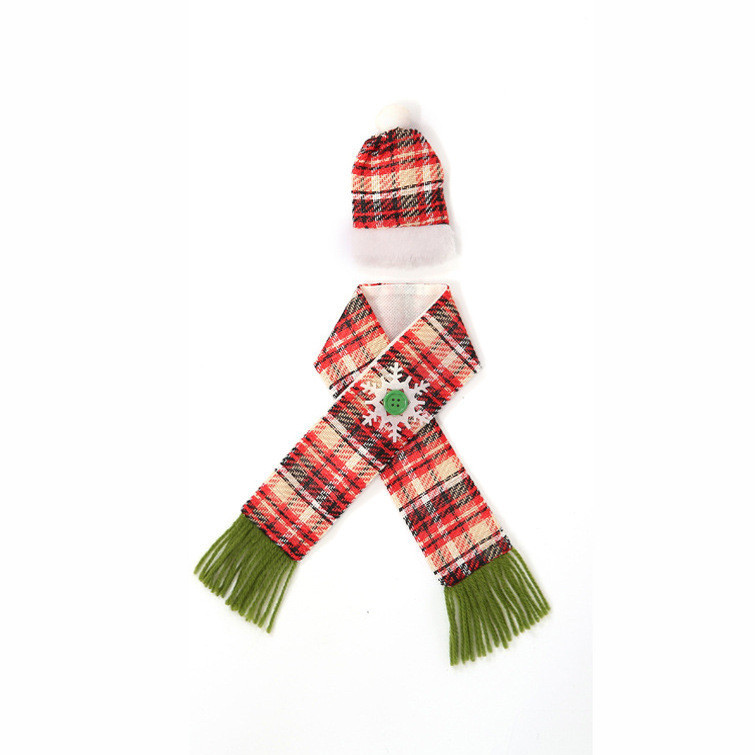 Новорічний декор на бутилку шапка + шарф різнобарвний Київ - фото 2