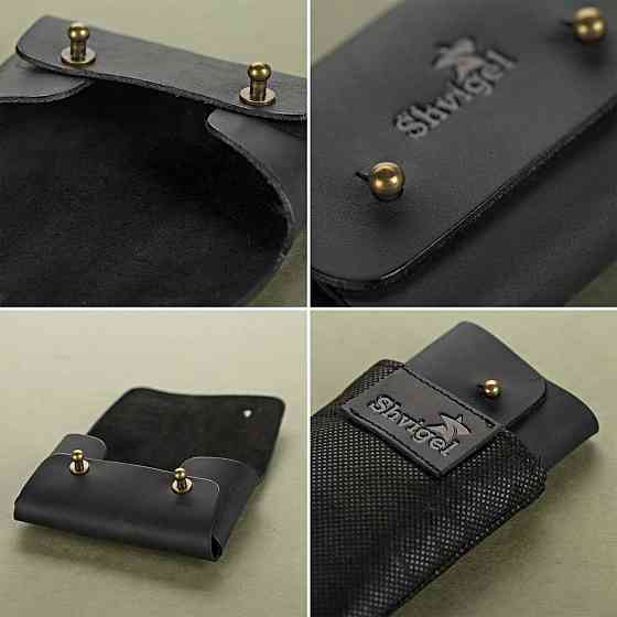 Визитница из натуральной винтажной кожи Черная (SHVIGEL) Киев