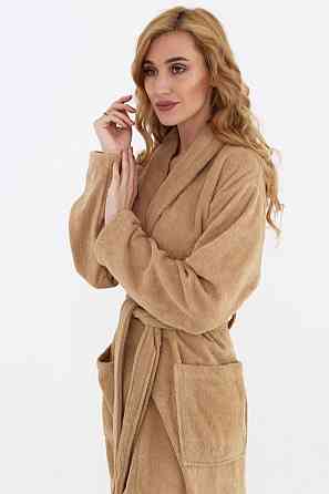 Жіночий халат Ideal Textile банний махровий бежевий L (56860458) Чернівці
