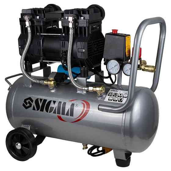 Компрессор двухцилиндровый безмасляный 1.5кВт 250л/мин 8бар 30л SIGMA (7042541) Киев
