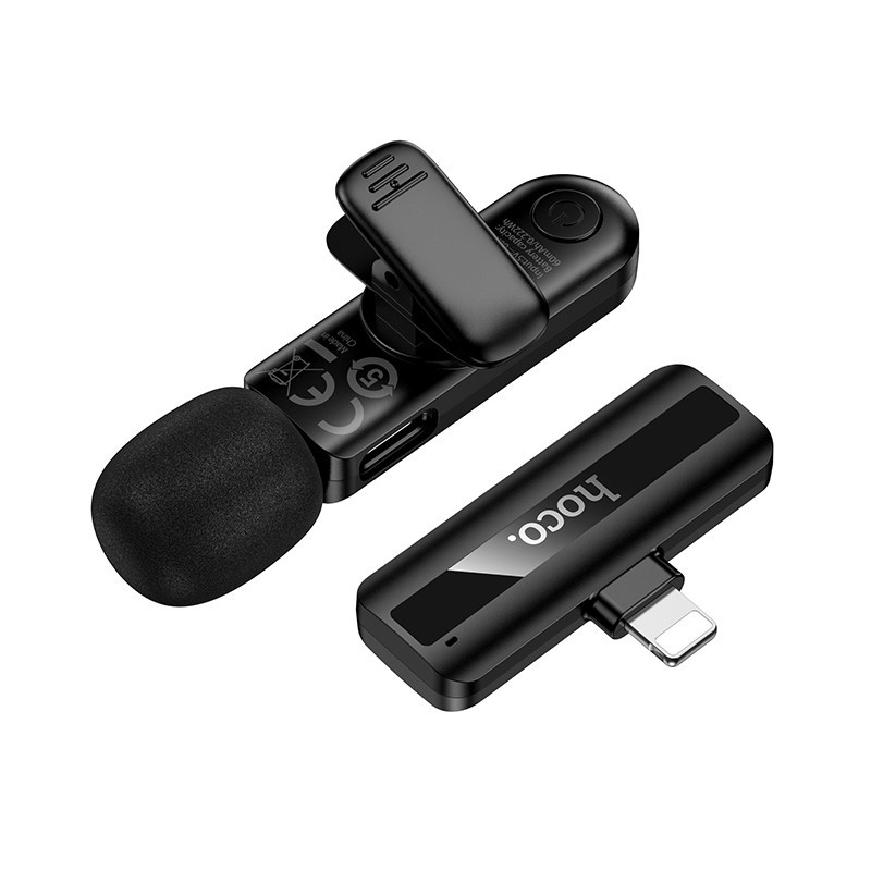 Бездротова мікрофонна система HOCO L20 Fair wireless microphone iP Black Одеса - фото 7