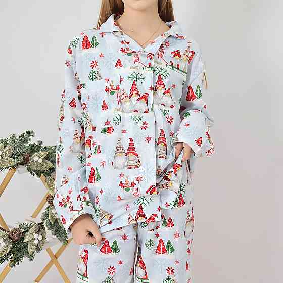 Бавовняна новорічна дитяча піжама з гномами (сорочка+штани) Кам'янець-Подільський