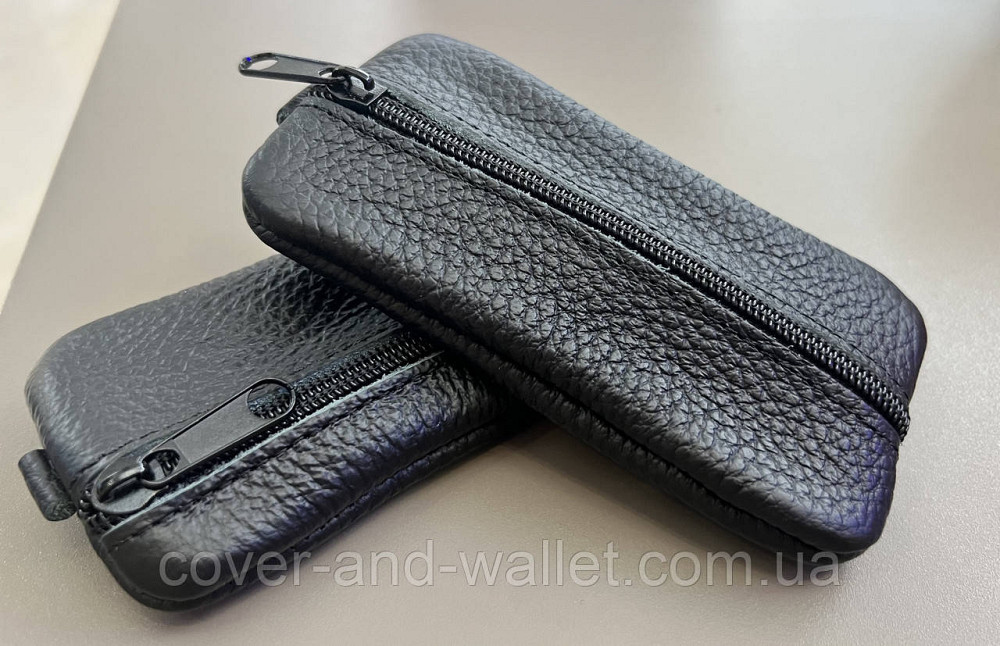 Шкіряна ключниця на дві блискавки чорного кольору MD Leather Київ - фото 7
