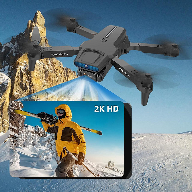 Дрон YCRC A6 Pro с двойной камерой 2K, WiFi, 2 аккумулятора, автопилот, складной корпус, квадрокопте Киев - изображение 2