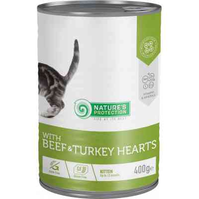 Консерви для котів Nature&apos;s Protection Kitten Beef &amp; Turkey hearts 400 г (KIK45610) Вінниця