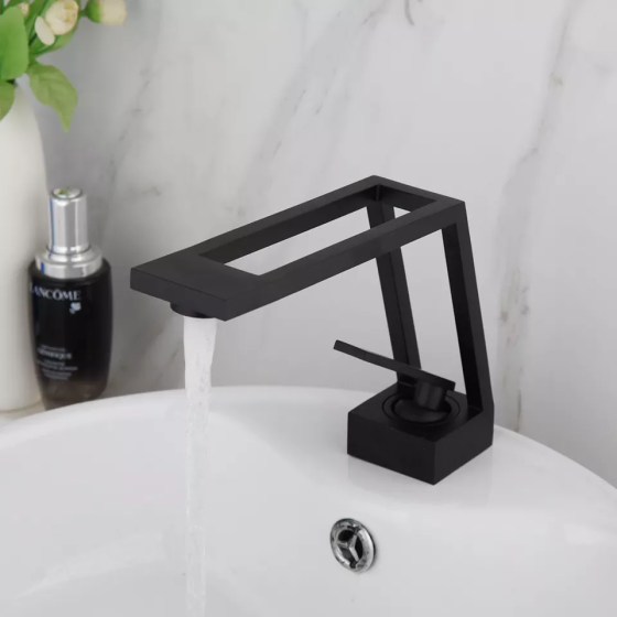 Смеситель современный для умывальника ванной комнаты, латунный смеситель с керамическим картриджем, Черный Каменец-Подольский