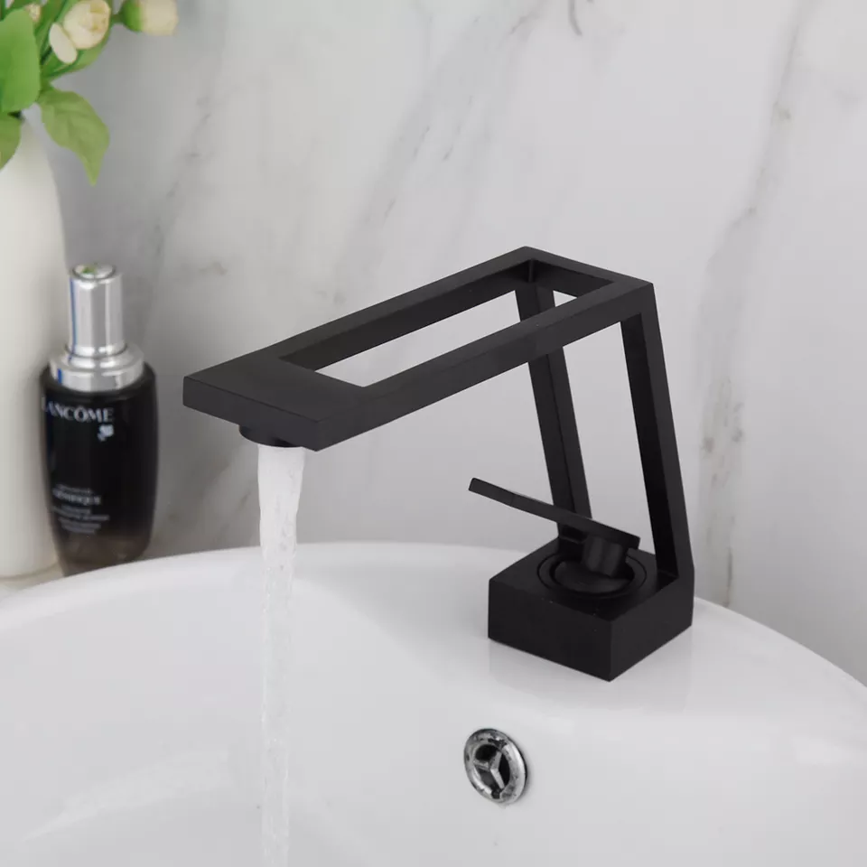 Змішувач сучасний для умивальника ванної кімнати, латунний змішувач з керамічним картриджем, Чорний Кам'янець-Подільський - фото 5