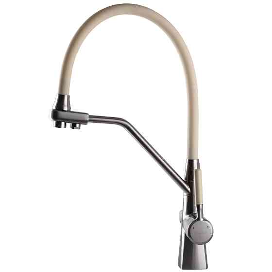 Змішувач для кухні під осмос Globus Lux GLLR-0700-L-08-06 гофрований  на гайці латунь, Сталь-Бежевий Тернопіль