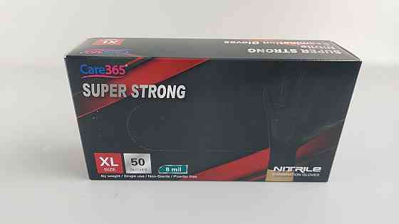 Рукавиці нітрилові чорні суперміцні 50 шт. господарські, розмір XL "CARE 365" (1 пачка) Харків