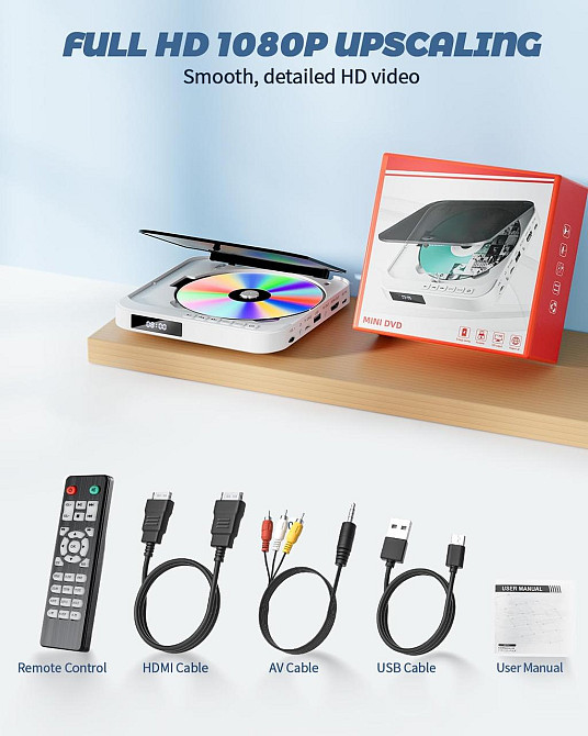 Уценка! Многоформатный 1080P 110-240V mini DVD-плеер Desobry Днепр - изображение 4