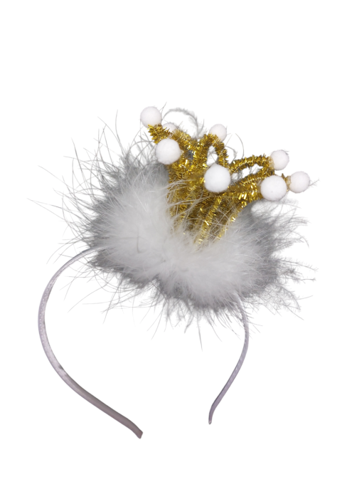 Обруч на новий рік на голову із короною one size біло-золотистий Київ - фото 1