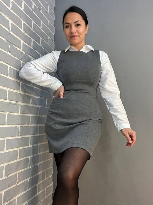 Платье женское Mix Ray 4473 сарафан короткий классический офисный серое, серый, M Киев - изображение 6