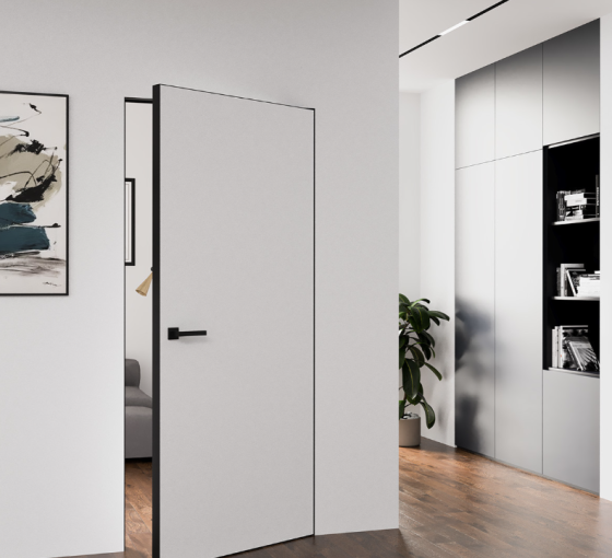 Межкомнатные двери скрытого монтажа Abwehr Smart Invisible Outside Кромка алюминий черный 820х2005 мм Киев