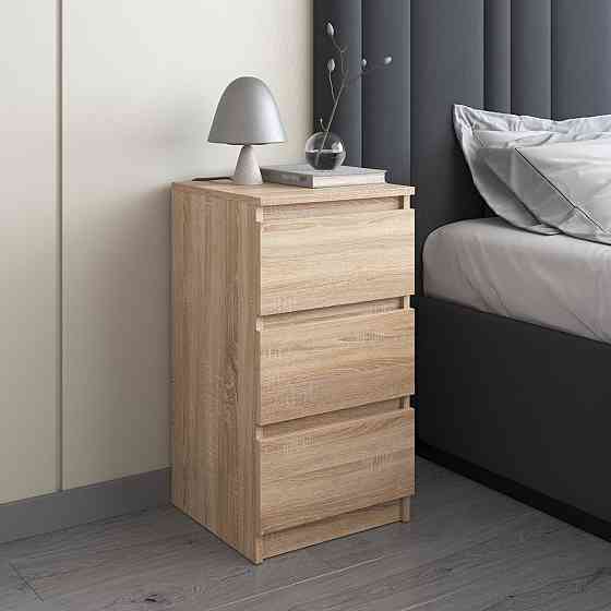 Тумба прикроватная VAYS, в спальню, современная, 3 ящика, без ручек R-30 Дуб Сонома Львов