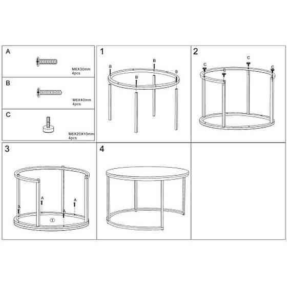 Журнальний столик FERRANTE E сірий TRANSP. FI80 FI60/ чорний мат (комплект) Днепр