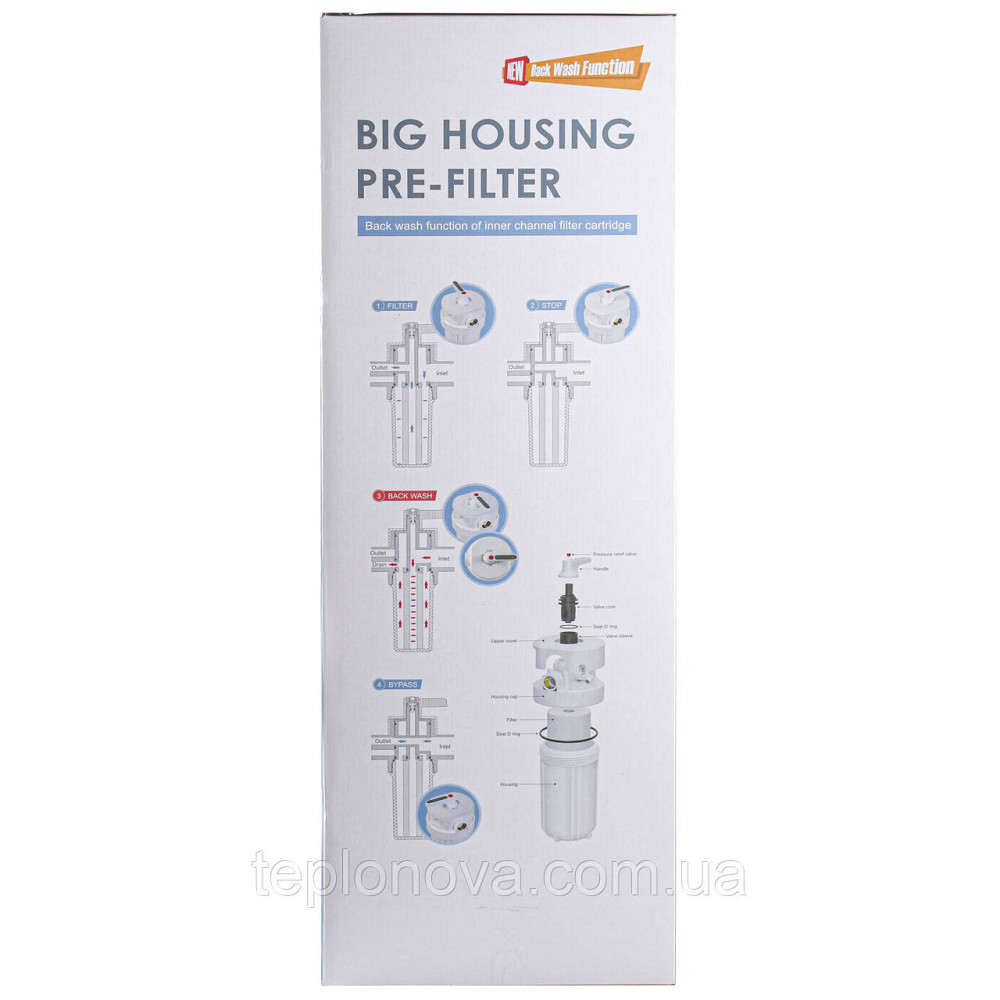 Фильтр-колба + ПП картридж  Big Blue 20″, 1″ NEW (функция обратной промывки) Черновцы - изображение 4