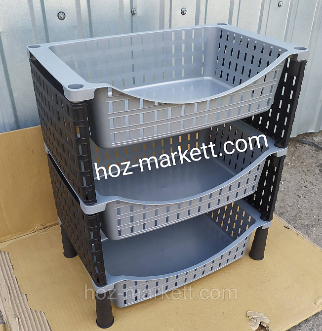 Полиця — етажерка сіра з чорним на три яруси Туреччина Харків - фото 4