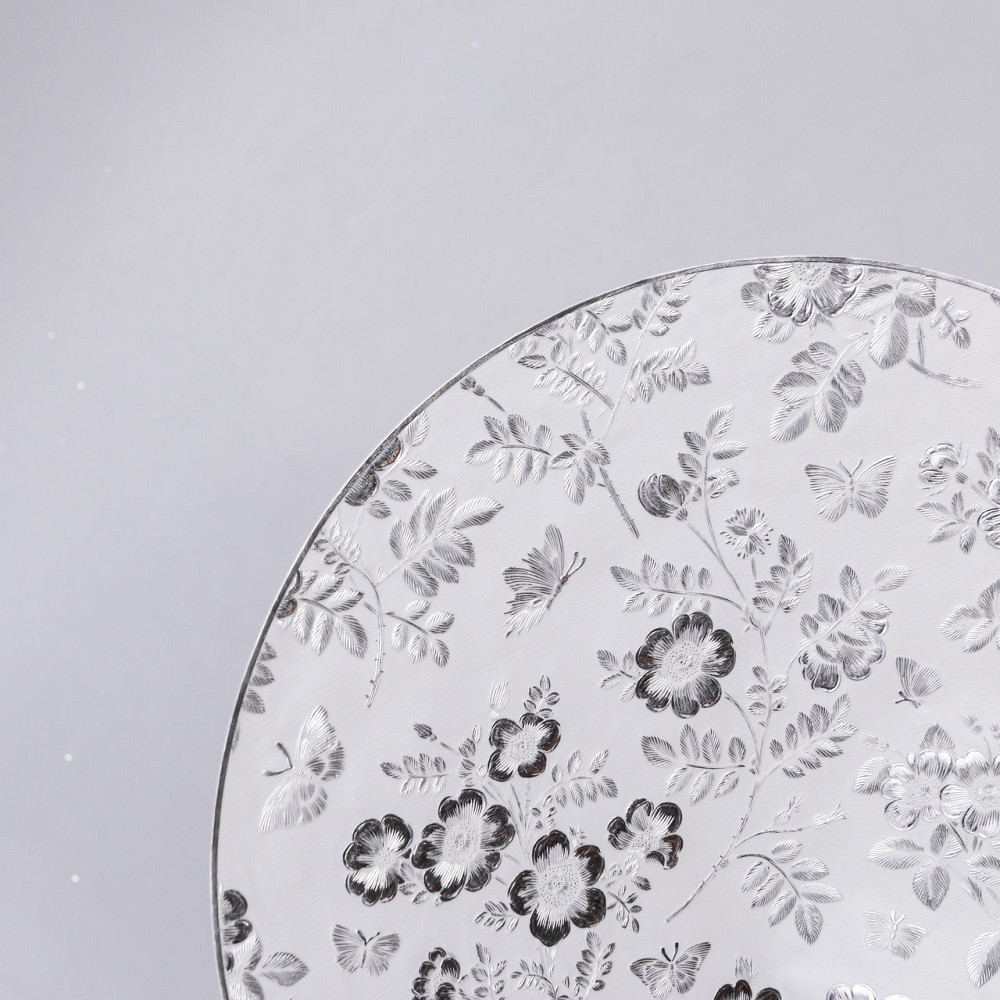 Коврик для сервірування столу "Квіти" 38 см, срібний Київ - фото 2