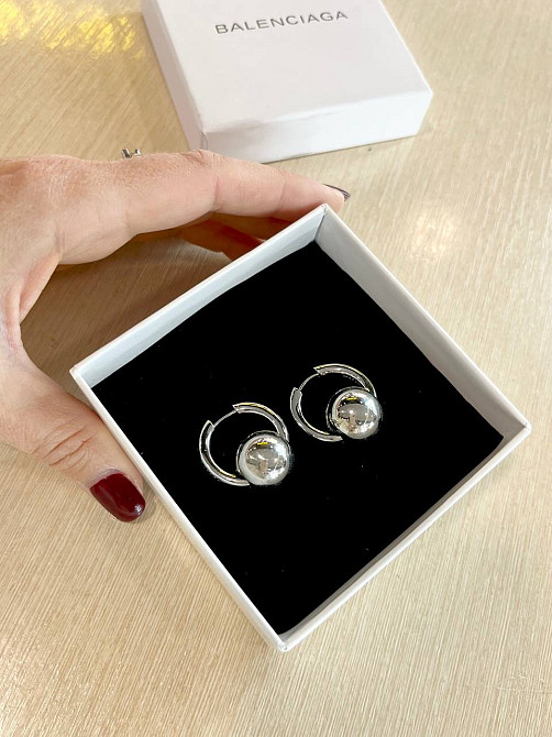 Сережки Balenciaga кульки сріблясті / сережки трансформери Одеса - фото 2