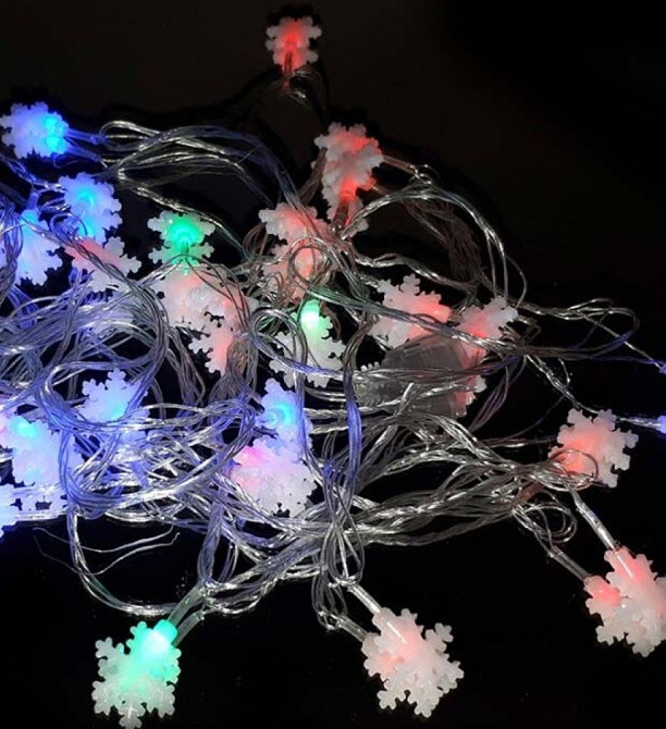 Світлодіодна новорічна гірлянда "Сніжинки" 20 LED, 5м + перехідник, 220V Київ - фото 2