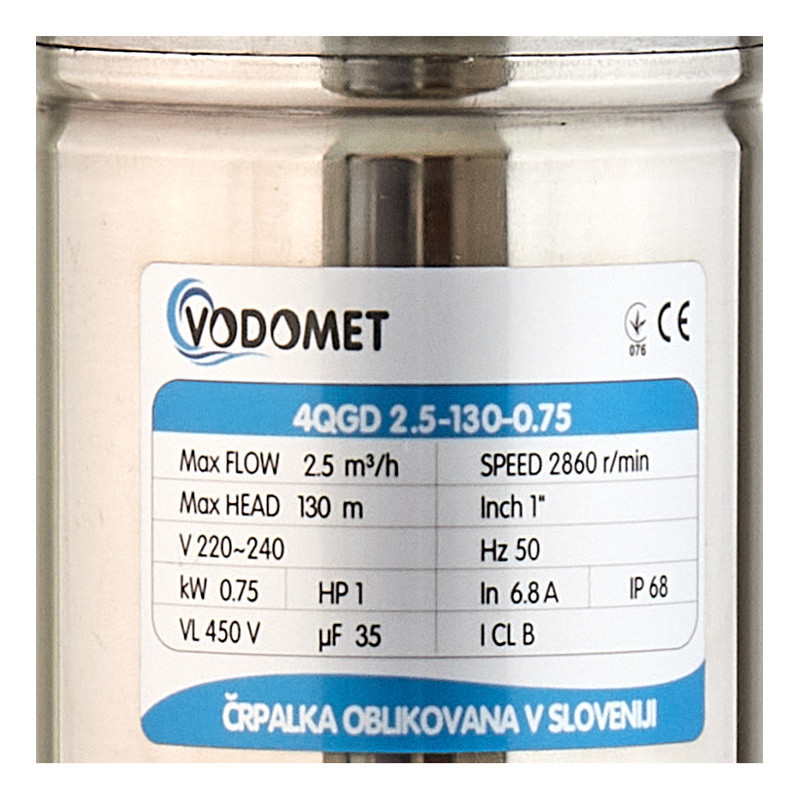 Насос свердловинний шнековий Vodomet 4QGD 2.5-130-0.75 Н=130М, Q=40л/хв, P=750 Вт   ( VO4158 ) 31585 Харків - фото 3