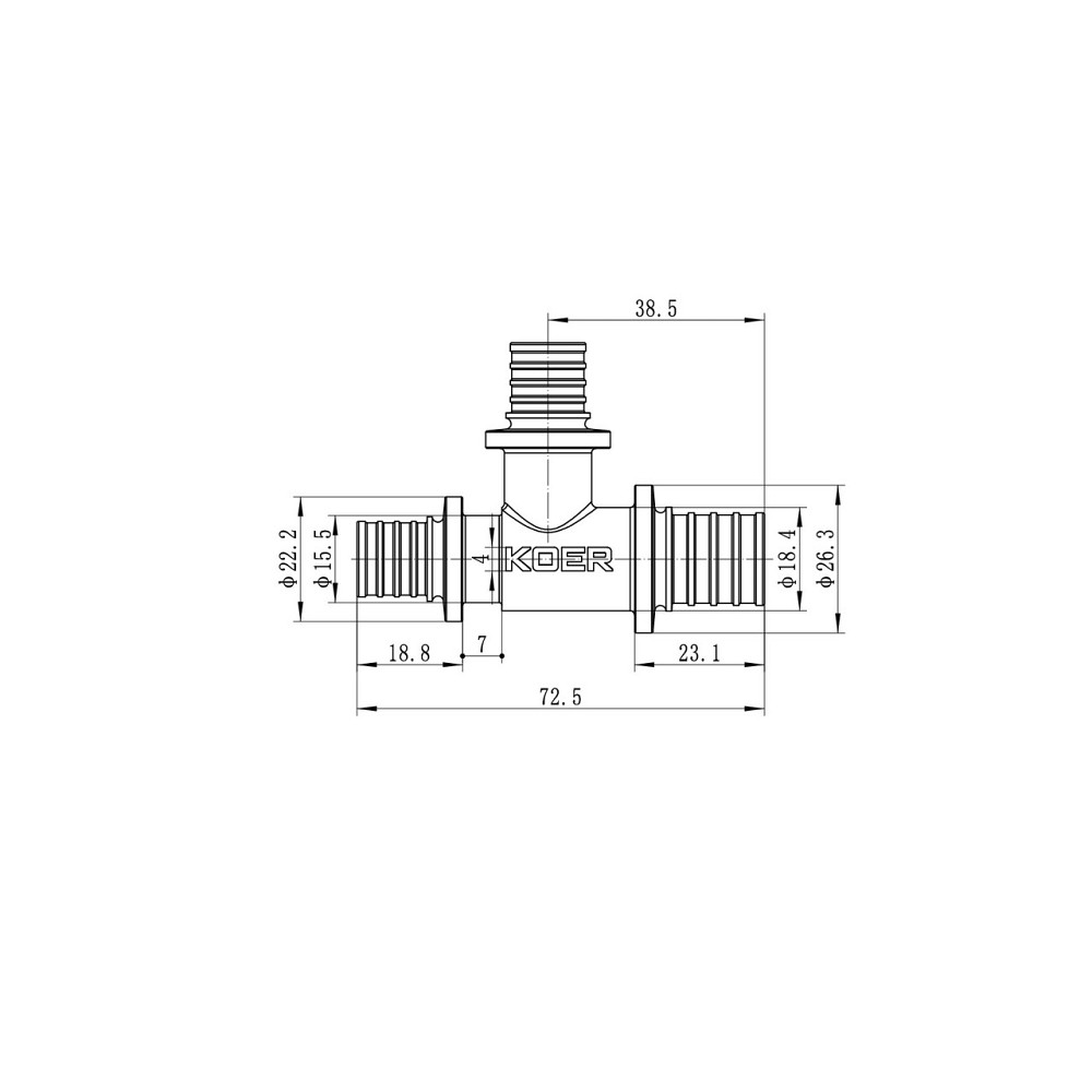 Трійник перехідний Koer KA.T20-16-16 - 20(2.8mm) x 16(2.2mm) x 16(2.2mm) (KR4887) Київ - фото 12