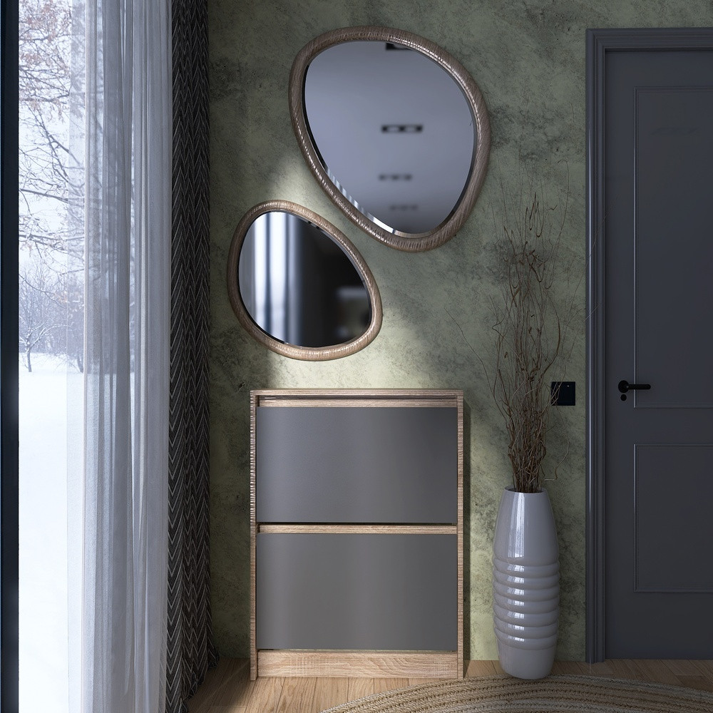 Тумба для обуви в прихожую Эверест Сити-160-2 70,2х16х95,8 см Дуб сонома/Графит (DTM-071088) Львов - изображение 1