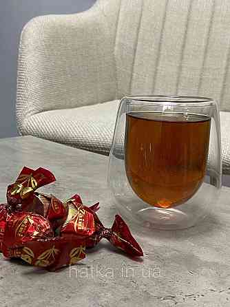 Піала чашка подвійне скло Olens "Янтарний Умка" 250 мл бурштиновий Київ