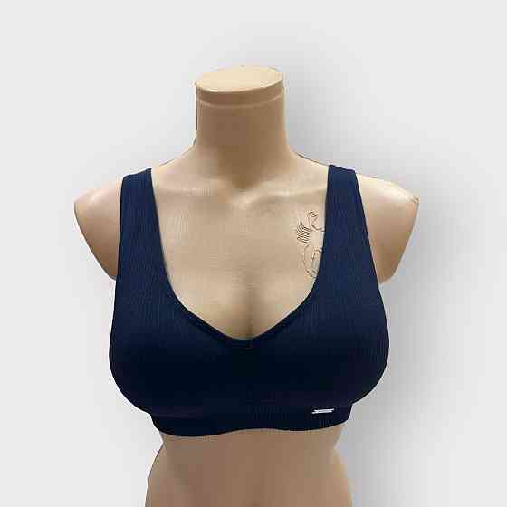 Бесшовний топ бюстгальтер рубчик з широкою гумкою Темно-синій L/XL Харків