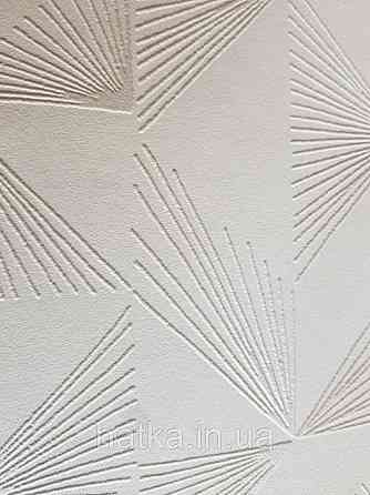 Обои виниловые на флизелине Marburg 31841 New modern геометрия полоски веером серебряные фигуры белые Киев