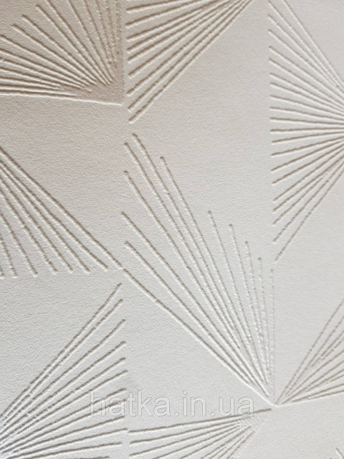 Обои виниловые на флизелине Marburg 31841 New modern геометрия полоски веером серебряные фигуры белые Киев - изображение 2