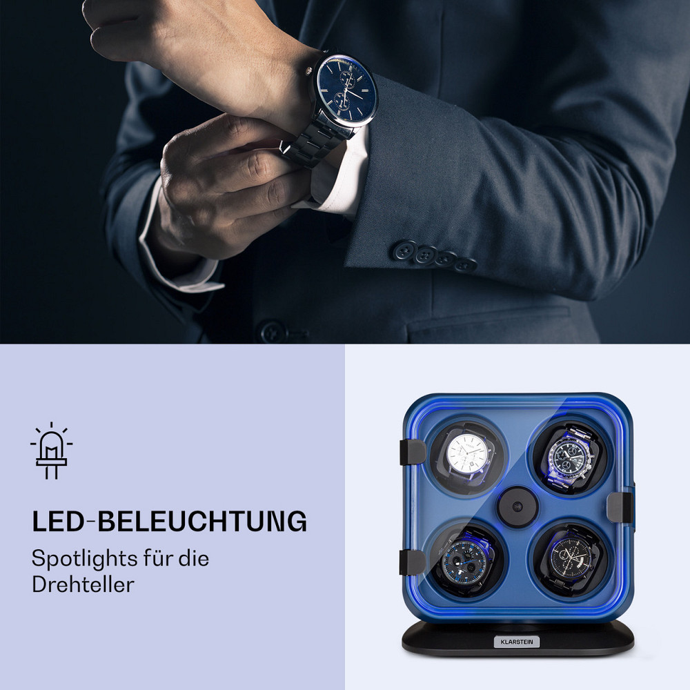 Clover Watch Winder 4 Годинники 3 Врочища 4 Швидкості LED Темно-синій (Німеччина, читати опис) Рівне - фото 2