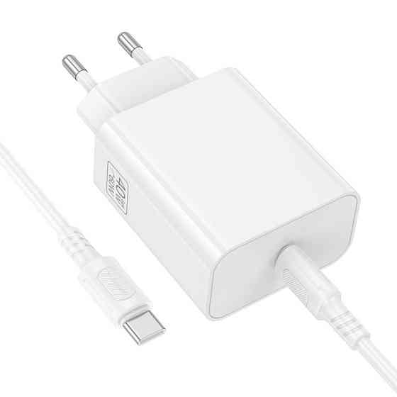 Мережевий зарядний пристрій з кабелем BOROFONE BA109A Star single port PD40W charger set (C to C) (EU) White Одеса