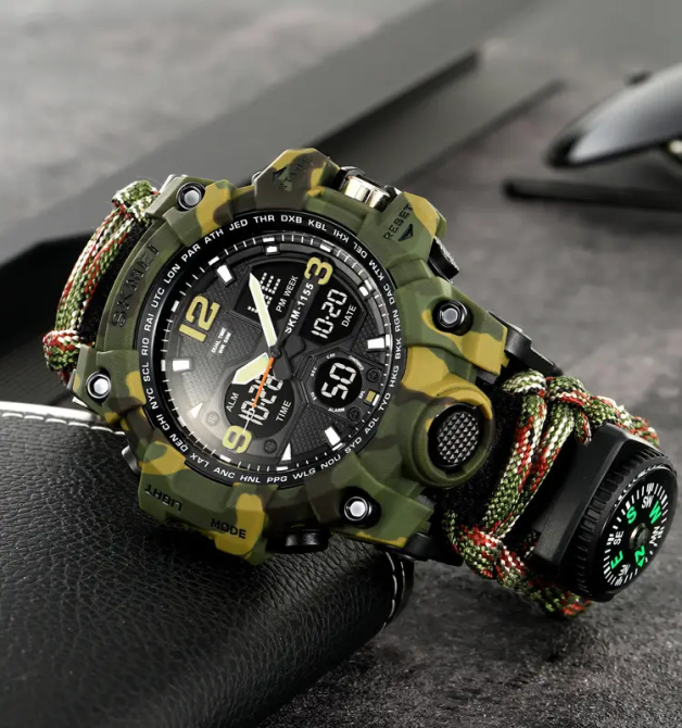 Годинник чоловічий спортивний Skmei 1155 B hamlet на паракордовому ремінці (Камуфляж) Вінниця - фото 4